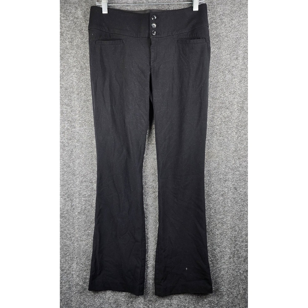 Hollywood Pants Women 7 Dress Black Flare Leg Triple Button Mid Rise Business